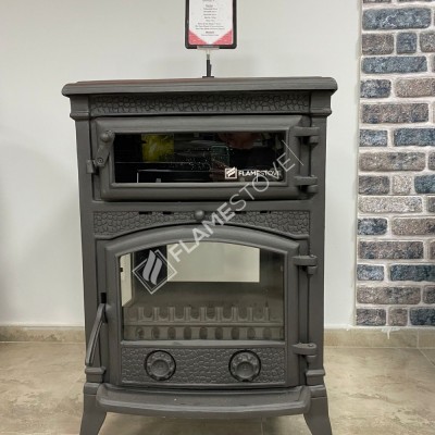 FLAME STOVE Sirius Maxi | Fırınlı Odun ve Kömür Sobası | Yüksek Verimli Döküm Gövde | Çift Yanma Teknolojisi | Schott-Robax Camlı