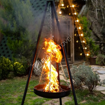 Flame Night Ateş Çukuru | 190 cm Yükseklik | 60 cm Alt Izgara | 34 cm Üst Izgara | 2.5 mm Kalın Sac | Portatif Tasarım
