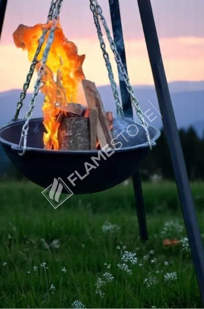 Flame Ambient Sfero Döküm Ateş Çukuru | 10 mm Kalınlık | 65 cm Çap | 190 cm Yükseklik | Dış Mekanlar İçin Isı ve Estetik