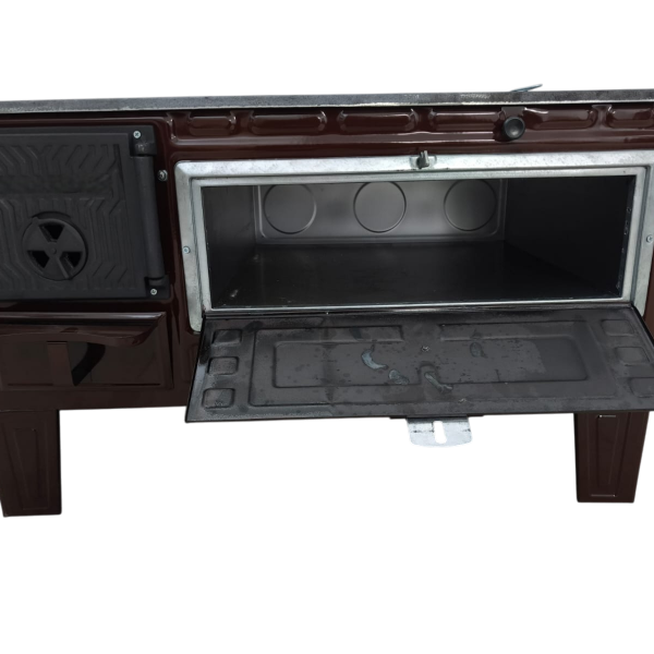 FS-320 - 50’lik Paçalı Kuzine Soba | Kahverengi Emaye | Geniş Fırınlı Kuzine
