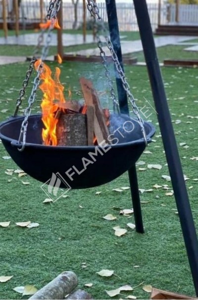 Flame Ambient Sfero Döküm Ateş Çukuru | 10 mm Kalınlık | 65 cm Çap | 190 cm Yükseklik | Dış Mekanlar İçin Isı ve Estetik