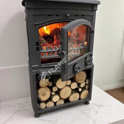 FLAME STOVE Sirius Maxi Style Fırınlı Odun Hazneli Döküm Soba | Çift Yanma Teknolojisi | Schott-Robax Cam | Yüksek Verim | CE & ECODESIGN 2022 Belgeli