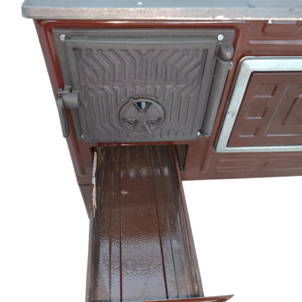 FS-320 - 50’lik Paçalı Kuzine Soba | Kahverengi Emaye | Geniş Fırınlı Kuzine