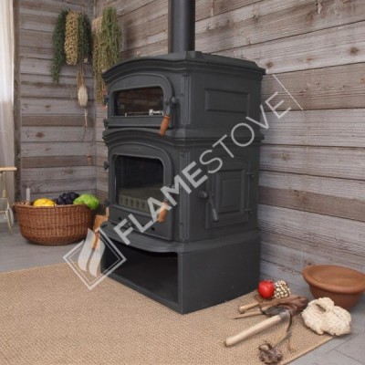 Premium Style Döküm Soba | Yüksek Verimli Fırınlı Odun & Kömür Sobası, Çift Yanmalı, A Enerji Sınıfı, Yan Kapaklı, Odunluklu