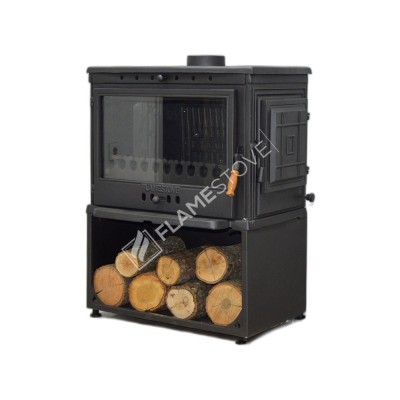 Flame Stove Retro Style YK FS-041YKST 10 kW Yüksek Verimli Katı Yakıtlı Döküm Soba | Çift Kapaklı Tasarım | Alman Schott-Robax Cam 