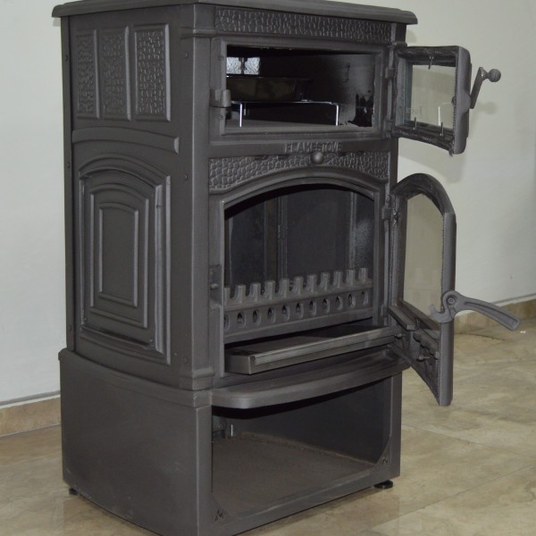 Sirius Mega Style YK Odunluklu Fırınlı Döküm Soba | Yüksek Verimli Odun & Kömür Sobası, Schott Robax Camlı, Yan Kapaklı, 15 kW