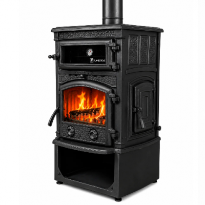 Sirius Mega Style YK Odunluklu Fırınlı Döküm Soba | Yüksek Verimli Odun & Kömür Sobası, Schott Robax Camlı, Yan Kapaklı, 15 kW
