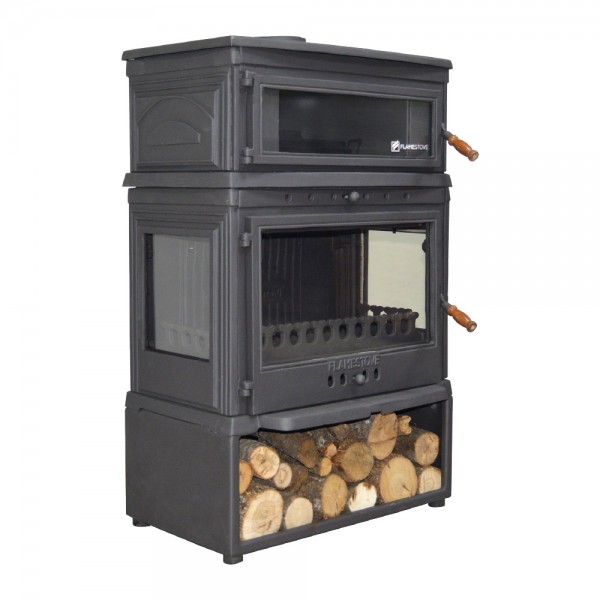 Yüksek Verimli Döküm Odun Sobası - Retro Style, Fırın ve Odunluklu, Çift Yanmalı Sistem
