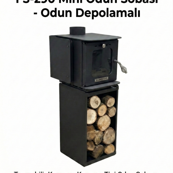 FS-290 Odun Depolamalı Mini Odun Sobası | Taşınabilir Kamp ve Karavan Odun Sobası