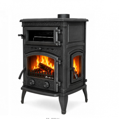 FLAME STOVE Sirius Maxi | Fırınlı Odun ve Kömür Sobası | Yüksek Verimli Döküm Gövde | Çift Yanma Teknolojisi | Schott-Robax Camlı