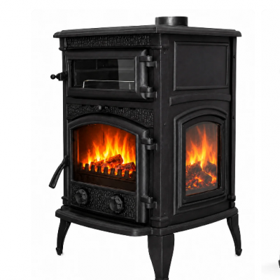 Sirius Maxi Fırınlı 3 Camlı Döküm Soba | Yüksek Verimli Odun & Kömür Sobası, Schott Robax Camlı, Arka Hava Denge Sistemli, 18.21 kW