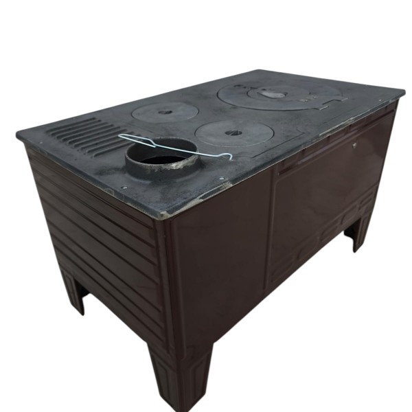 FS-320 - 50’lik Paçalı Kuzine Soba | Kahverengi Emaye | Geniş Fırınlı Kuzine