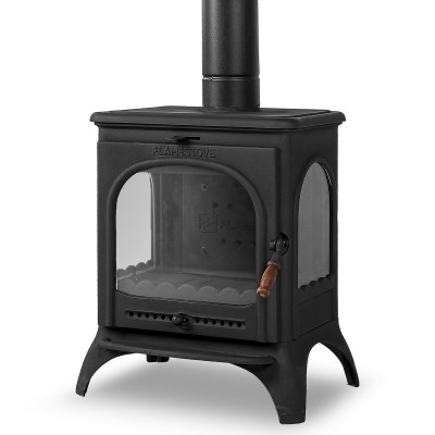 Modena Lux Alt Küllüklü 3 Camlı Yüksek Mukavemetli Döküm Soba | Yüksek Verimli Odun & Kömür Sobası, Schott Robax Camlı, Silkeleme ve Kül Boşaltma Sistemli, 8 kW