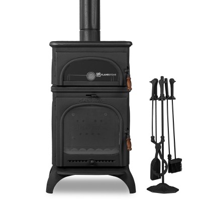 Modena Lux Oven Fırınlı 3 Camlı Yüksek Mukavemetli Döküm Soba | Yüksek Verimli Odun & Kömür Sobası, Schott Robax Camlı, 18.33 kW