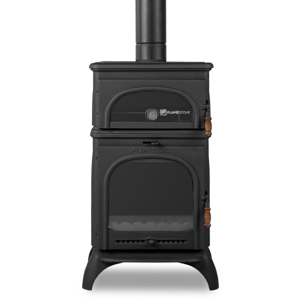  Modena Oven Fırınlı Yüksek Mukavemetli Döküm Soba | Yüksek Verimli Odun & Kömür Sobası, Schott Robax Camlı, Ahşap Kulplu, 18.33 kW