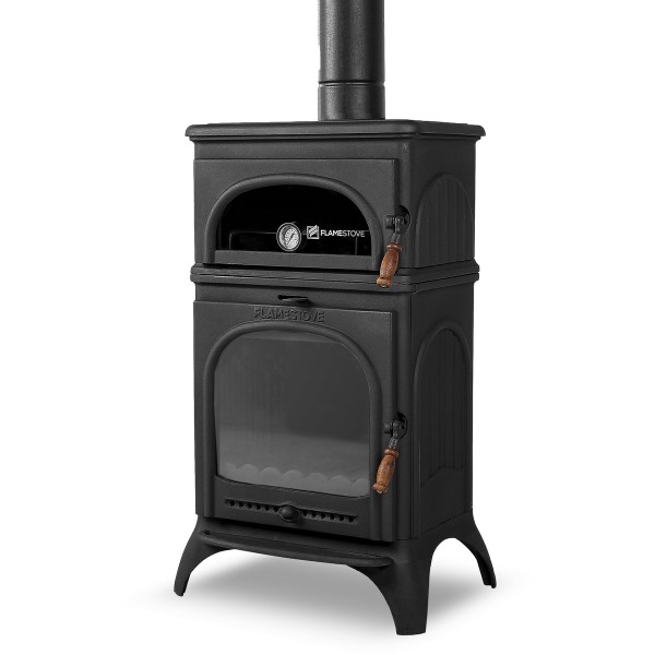  Modena Oven Fırınlı Yüksek Mukavemetli Döküm Soba | Yüksek Verimli Odun & Kömür Sobası, Schott Robax Camlı, Ahşap Kulplu, 18.33 kW