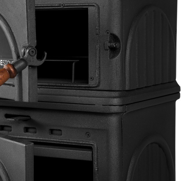  Modena Oven Fırınlı Yüksek Mukavemetli Döküm Soba | Yüksek Verimli Odun & Kömür Sobası, Schott Robax Camlı, Ahşap Kulplu, 18.33 kW