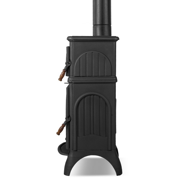  Modena Oven Fırınlı Yüksek Mukavemetli Döküm Soba | Yüksek Verimli Odun & Kömür Sobası, Schott Robax Camlı, Ahşap Kulplu, 18.33 kW