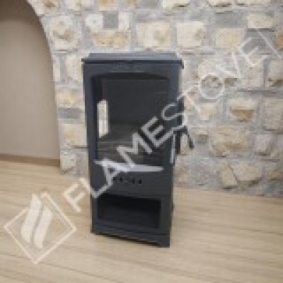  Flame Stove Lodi Yan Camlı Yan Yüklemeli Odunluklu Şömine Soba | Yüksek Verimli Odun & Kömür Sobası, Çift Yanmalı, A Sınıfı, Schott Robax Camlı, 5 kW