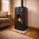 FS-292 Peletmix Büyük Fırınlı Soba - Bordo Kaplama, Tek Camlı Kapak, Çevre Dostu Isıtma