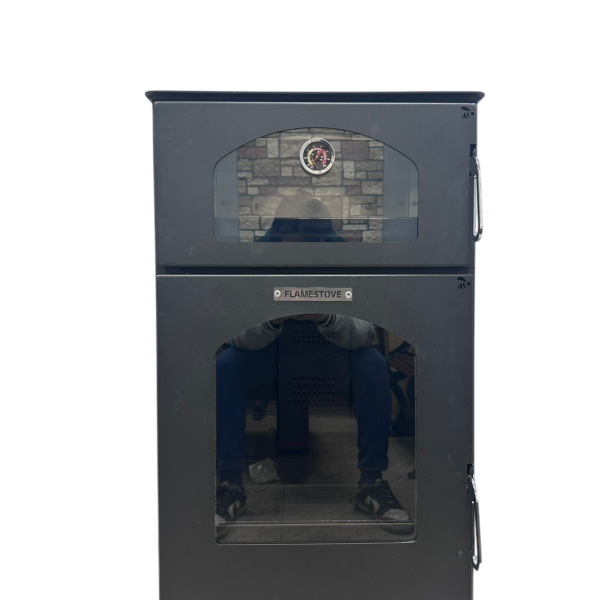 FS-292 Peletmix Büyük Fırınlı Soba - Bordo Kaplama, Tek Camlı Kapak, Çevre Dostu Isıtma