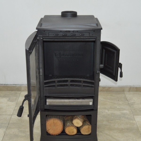  Flame Stove Lodi Yan Yüklemeli Odunluklu Şömine Soba | Yüksek Verimli Odun & Kömür Sobası, Çift Yanmalı, A Sınıfı, Schott Robax Camlı,