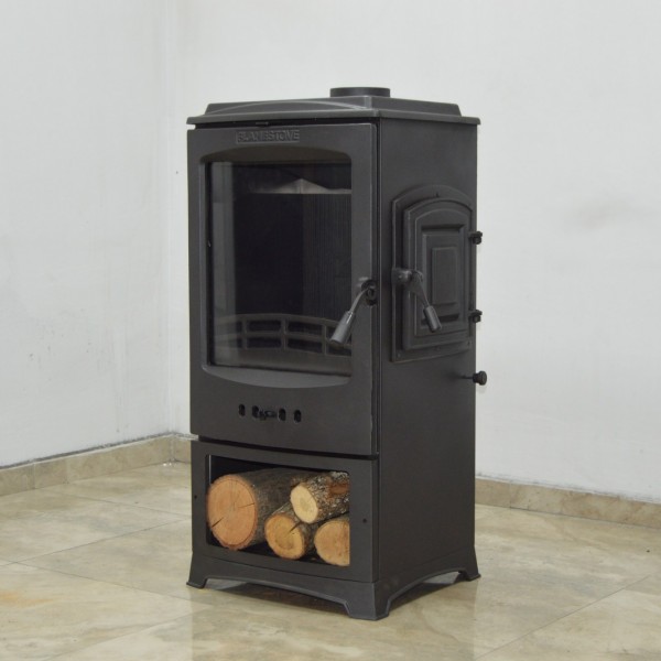  Flame Stove Lodi Yan Yüklemeli Odunluklu Şömine Soba | Yüksek Verimli Odun & Kömür Sobası, Çift Yanmalı, A Sınıfı, Schott Robax Camlı,