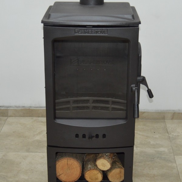  Flame Stove Lodi Yan Yüklemeli Odunluklu Şömine Soba | Yüksek Verimli Odun & Kömür Sobası, Çift Yanmalı, A Sınıfı, Schott Robax Camlı,