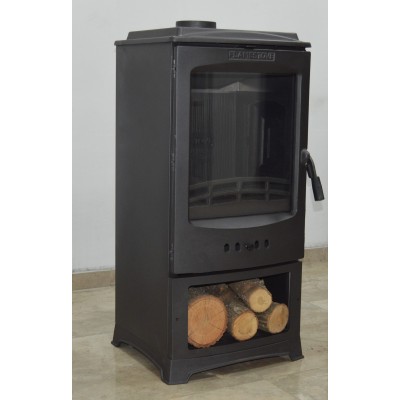  Flame Stove Lodi Yan Yüklemeli Odunluklu Şömine Soba | Yüksek Verimli Odun & Kömür Sobası, Çift Yanmalı, A Sınıfı, Schott Robax Camlı,