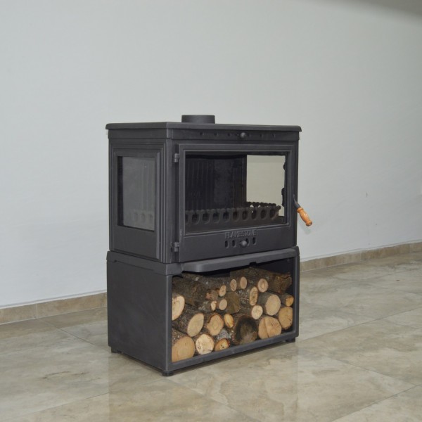 Retro Lux Style Odunluklu 3 Camlı Döküm Soba | Yüksek Verimli Odun & Kömür Sobası, Schott Robax Camlı, Arka Hava Denge Sistemli, 9 kW