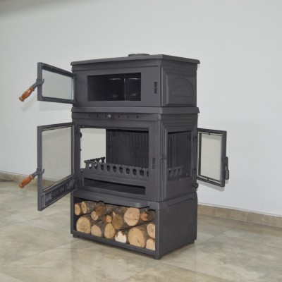  Yüksek Verimli Yan Kapaklı Döküm Odun & Kömür Sobası - Retro Lux,