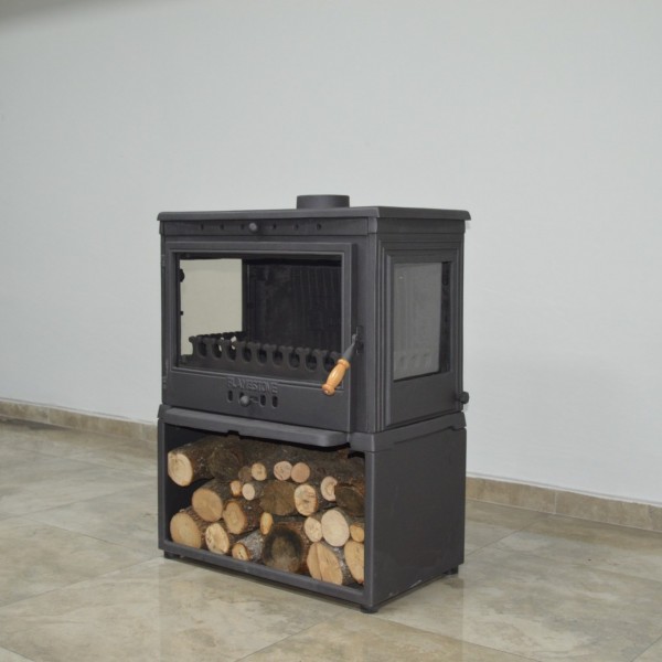 Retro Lux Style Odunluklu 3 Camlı Döküm Soba | Yüksek Verimli Odun & Kömür Sobası, Schott Robax Camlı, Arka Hava Denge Sistemli, 9 kW