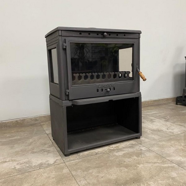 Retro Lux Style Odunluklu 3 Camlı Döküm Soba | Yüksek Verimli Odun & Kömür Sobası, Schott Robax Camlı, Arka Hava Denge Sistemli, 9 kW