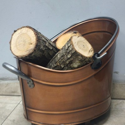 Oval Ayaklı Bakır renkli Odun Kovası
