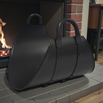 MAT SİYAH TAŞINABİLİR ODUN KOVASI