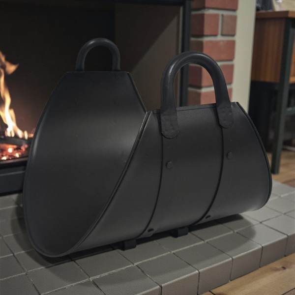 MAT SİYAH TAŞINABİLİR ODUN KOVASI