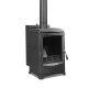 Flame Stove Lodi Krom Yanma Hazneli Pelet Soba | Yüksek Verimli Pelet Sobası, A Sınıfı, Schott Robax Camlı, 7 kW