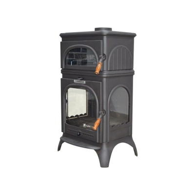 Modena Lux Oven Fırınlı 3 Camlı Yüksek Mukavemetli Döküm Soba | Yüksek Verimli Odun & Kömür Sobası, Schott Robax Camlı, 18.33 kW