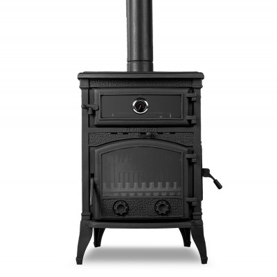 Sirius Maxi Yan Kapaklı Fırınlı 3 Camlı Döküm Soba | Yüksek Verimli Odun & Kömür Sobası, Schott Robax Camlı, Çift Yanmalı, 18.21 kW