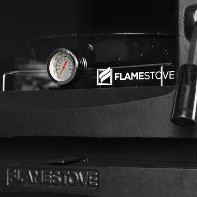 Flame Stove Lodi Gurme Fırınlı Yan Kapaklı Döküm Soba | A Sınıfı, Çift Yanmalı, Schott Robax Camlı, 8 kW