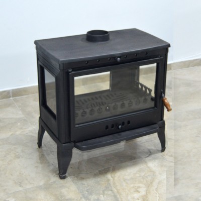 Retro 4 Üç Camlı Tamamı Döküm Soba | Yüksek Verimli Odun & Kömür Sobası, Schott Robax Camlı, Arka Hava Denge Sistemli, 9 kW